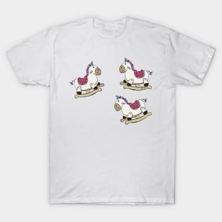 Riding on a rocking unicorn T-Shirt